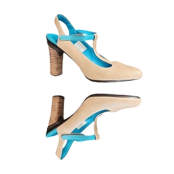 TSUBO Mary Jane T-strap Heels 40 9 Textured Slingback Industrial Retro Vintage - Picture 8 of 17